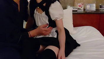 素人ハメ撮り かわいいメイドにたっぷりご奉仕して貰う チンポ握ったままクンニで絶頂 コスプレ 中出し フェラ