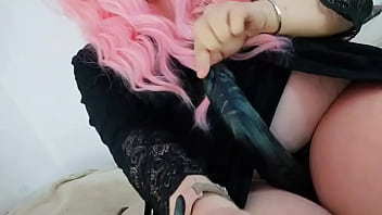 Hot Pink Haired Momma With Fine Boobs Threatening Your Nasty Ass With A Big Black Cock On A Strap thumbnail