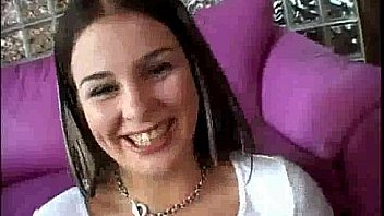 Chubby brunette with nice tits takes it in all holes