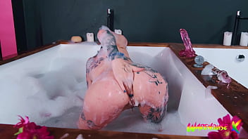 Skinny emo amateur takes big dildo in her ass