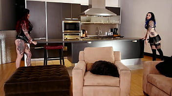 Jenevieve hexx & vinyl vixon 2 girl big dick pov blowjob and cum swap and swallow