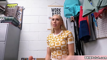 Petite thief with golden hair punished