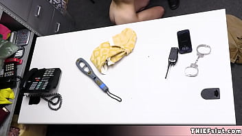 Petite thief with golden hair punished