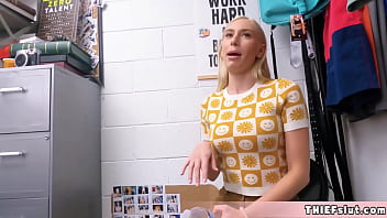 Petite thief with golden hair punished