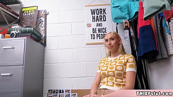 Petite thief with golden hair punished