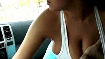 Busty milf handjob in the car