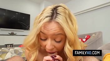 Blonde teen rides on stepdaddy's cock for valentines day