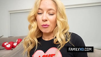 Blonde teen rides on stepdaddy's cock for valentines day