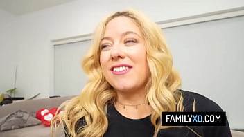 Blonde teen rides on stepdaddy's cock for valentines day