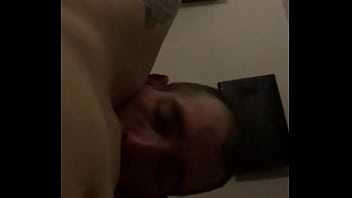 Facefucks then sucks his big white cock