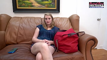 Innocent blonde astrid deep fingers her pussy while sucking a cock