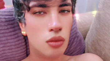 Sissy trans playing with her pussy