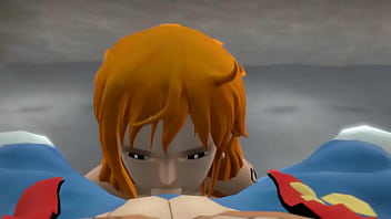 Nami sucking her captain by the poolside