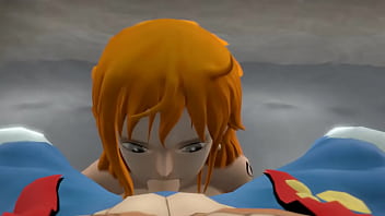 Nami sucking her captain by the poolside