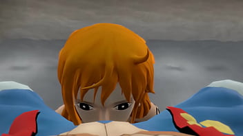 Nami sucking her captain by the poolside