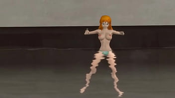 Nami sucking her captain by the poolside