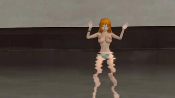 Nami sucking her captain by the poolside