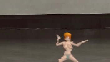 Nami sucking her captain by the poolside