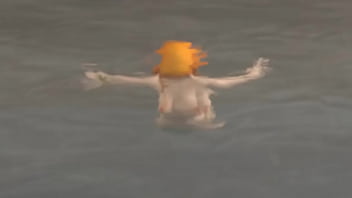 Nami sucking her captain by the poolside