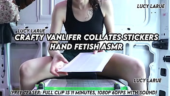 Crafty vanlifer collates stickers hand fetish asmr