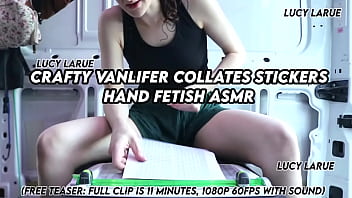 Crafty vanlifer collates stickers hand fetish asmr