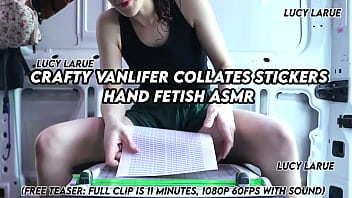 Crafty vanlifer collates stickers hand fetish asmr