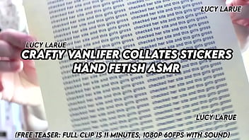 Crafty vanlifer collates stickers hand fetish asmr