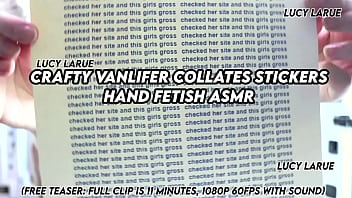 Crafty vanlifer collates stickers hand fetish asmr