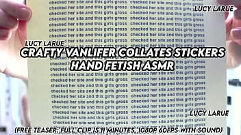Crafty vanlifer collates stickers hand fetish asmr