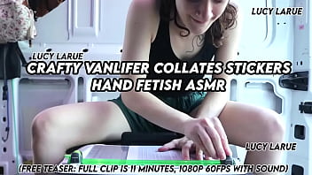 Crafty vanlifer collates stickers hand fetish asmr