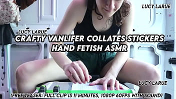Crafty vanlifer collates stickers hand fetish asmr