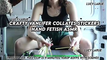 Crafty vanlifer collates stickers hand fetish asmr
