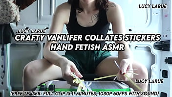 Crafty vanlifer collates stickers hand fetish asmr