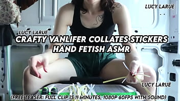 Crafty vanlifer collates stickers hand fetish asmr