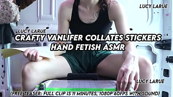 Crafty vanlifer collates stickers hand fetish asmr