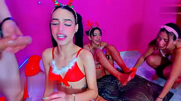 Beautiful princesses destroy his rough throat