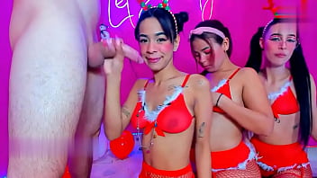 Beautiful princesses destroy his rough throat