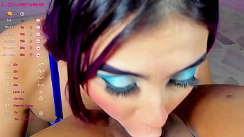 Beautiful purple haired girl licks this slut's pussy
