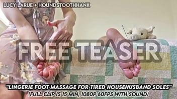Lingerie foot massage for tired househusband soles