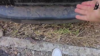 Bimbodoll used for a fuck in the trunk during a travel break