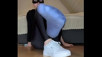 Hello i know you like my socks full video with my slave on of #footjob #socks #feet #slave #mistressslave #s