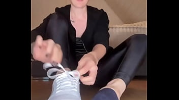 Hello i know you like my socks full video with my slave on of #footjob #socks #feet #slave #mistressslave #s