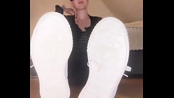 Hello i know you like my socks full video with my slave on of #footjob #socks #feet #slave #mistressslave #s