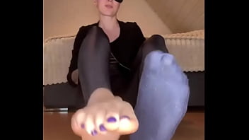Hello i know you like my socks full video with my slave on of #footjob #socks #feet #slave #mistressslave #s