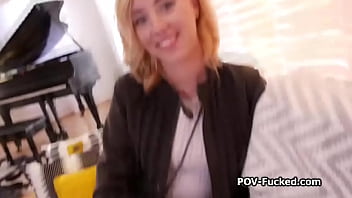 Beautiful blonde newbie wants to do porn so she gets a hard dick