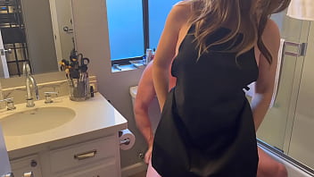 Husband arrives home to big tits wife wearing nothing but an apron hot cumshot on tits