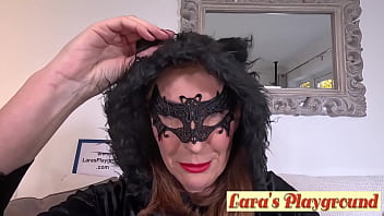 Batgirl lara latex reporting for duty on halloween at larasplayground