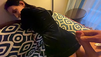 Velvet dress couch fuck after the night club she didn’t even take the dress off