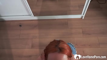 Redhead hottie sucking my cock in pov