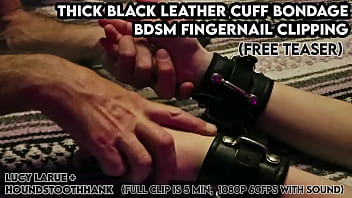 Thick black leather cuff bondage bdsm fingernail clipping